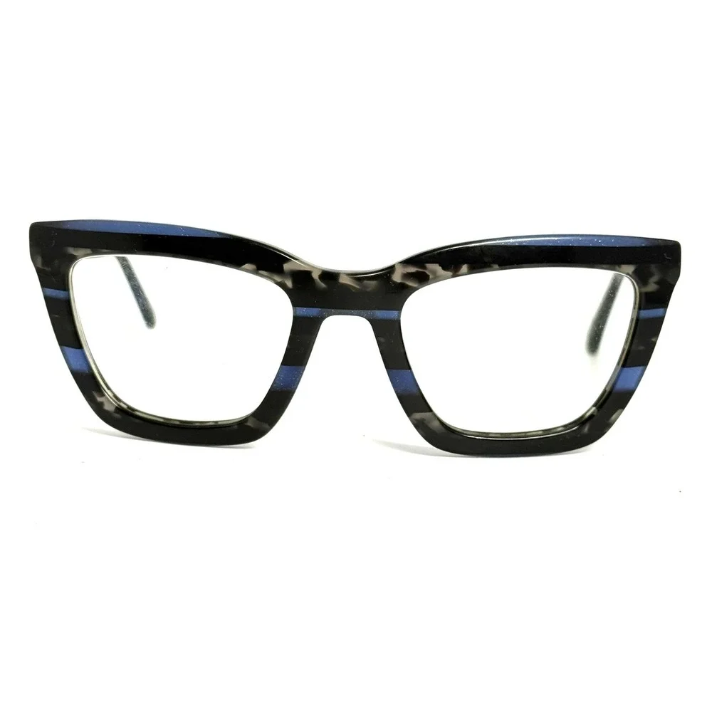 Coach HC 8203 L1630 Blue Glitter Varsity Stripe Cat Eye Eyeglass Frame 54-22-140